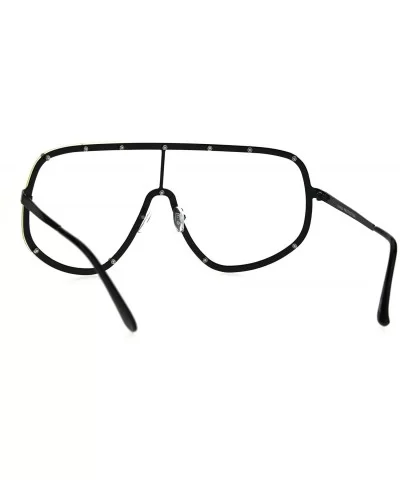 Mens Metal Rim Oversize Shield Clear Lens Racer Eye Glasses - Gunmetal - C818729TK6N $9.79 Oversized