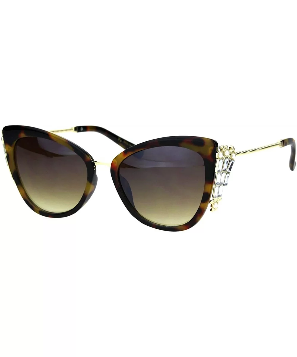 Womens Butterfly Frame Sunglasses Jeweled Side Fashion Shades UV 400 - Tortoise (Brown) - CD18OMYQRXX $9.62 Butterfly