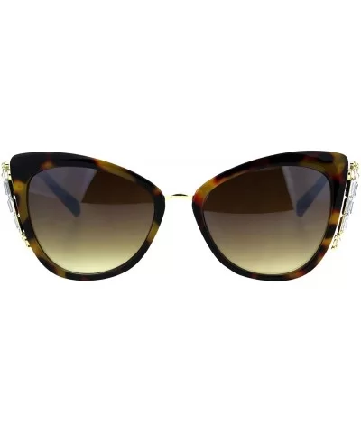 Womens Butterfly Frame Sunglasses Jeweled Side Fashion Shades UV 400 - Tortoise (Brown) - CD18OMYQRXX $9.62 Butterfly