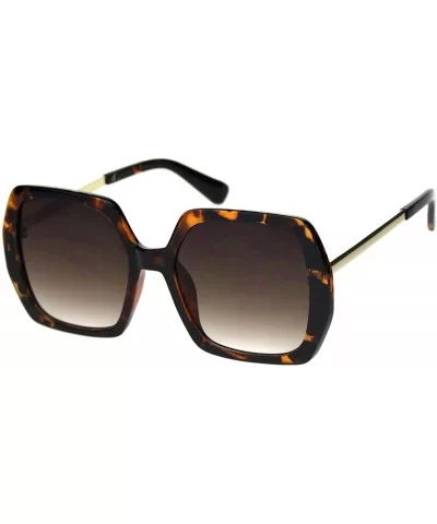 Womens Oversized Square Sunglasses Classic Designer Style UV 400 - Tortoise Gold (Brown) - CA18AT3WRER $6.45 Square