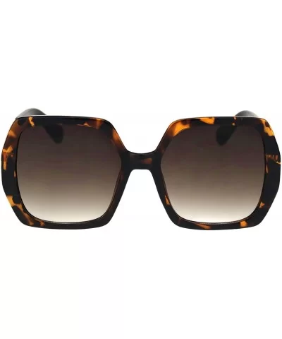 Womens Oversized Square Sunglasses Classic Designer Style UV 400 - Tortoise Gold (Brown) - CA18AT3WRER $6.45 Square