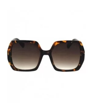 Womens Oversized Square Sunglasses Classic Designer Style UV 400 - Tortoise Gold (Brown) - CA18AT3WRER $6.45 Square