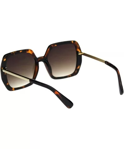 Womens Oversized Square Sunglasses Classic Designer Style UV 400 - Tortoise Gold (Brown) - CA18AT3WRER $6.45 Square