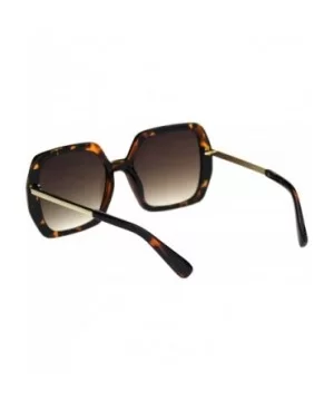 Womens Oversized Square Sunglasses Classic Designer Style UV 400 - Tortoise Gold (Brown) - CA18AT3WRER $6.45 Square