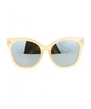 Womens Oversize Mirrored Mirror Lens Horn Rim Cat Eye Sunglasses - Beige Silver - CD12CDS8Q9P $8.26 Cat Eye