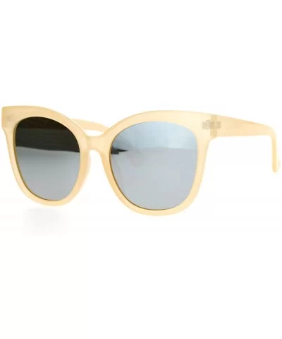 Womens Oversize Mirrored Mirror Lens Horn Rim Cat Eye Sunglasses - Beige Silver - CD12CDS8Q9P $8.26 Cat Eye