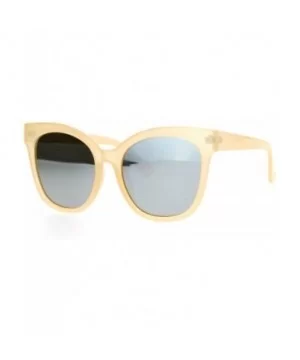 Womens Oversize Mirrored Mirror Lens Horn Rim Cat Eye Sunglasses - Beige Silver - CD12CDS8Q9P $8.26 Cat Eye