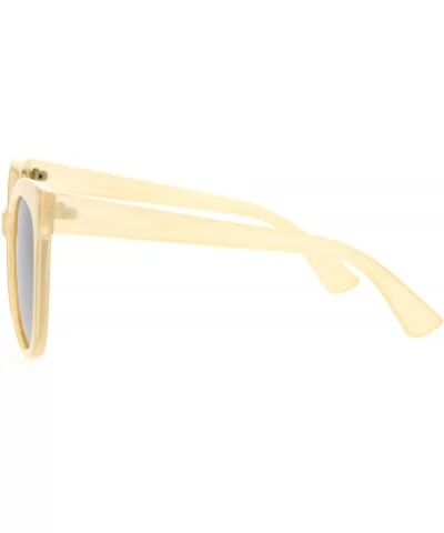 Womens Oversize Mirrored Mirror Lens Horn Rim Cat Eye Sunglasses - Beige Silver - CD12CDS8Q9P $8.26 Cat Eye