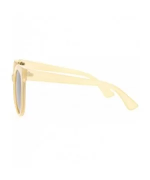 Womens Oversize Mirrored Mirror Lens Horn Rim Cat Eye Sunglasses - Beige Silver - CD12CDS8Q9P $8.26 Cat Eye