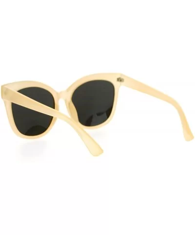 Womens Oversize Mirrored Mirror Lens Horn Rim Cat Eye Sunglasses - Beige Silver - CD12CDS8Q9P $8.26 Cat Eye