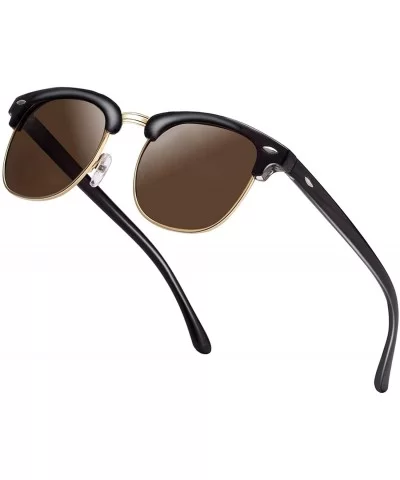 Semi Rimless Polarized Sunglasses Men Women Classic Half Frame Retro Sun Glasses - Brown Lens/Brown Frame - CE18QHTG632 $7.21...