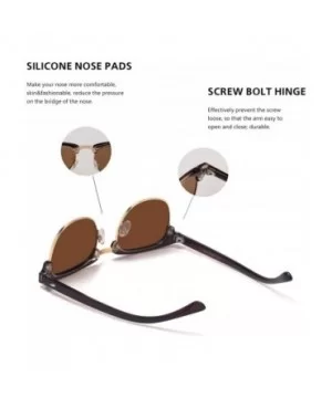 Semi Rimless Polarized Sunglasses Men Women Classic Half Frame Retro Sun Glasses - Brown Lens/Brown Frame - CE18QHTG632 $7.21...