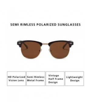 Semi Rimless Polarized Sunglasses Men Women Classic Half Frame Retro Sun Glasses - Brown Lens/Brown Frame - CE18QHTG632 $7.21...