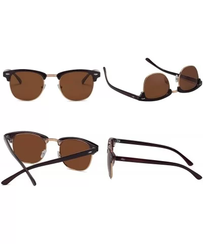 Semi Rimless Polarized Sunglasses Men Women Classic Half Frame Retro Sun Glasses - Brown Lens/Brown Frame - CE18QHTG632 $7.21...