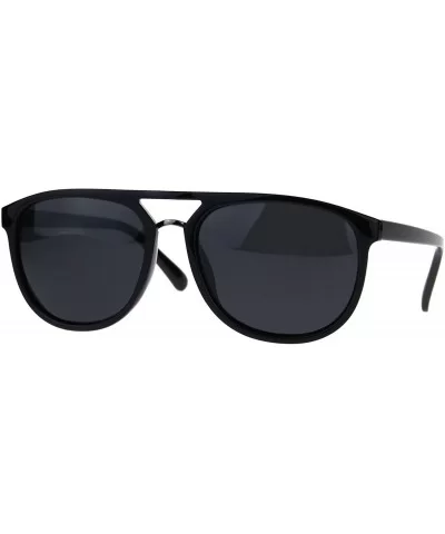 Mens Classic Mod Thin Plastic Racer Pilots Sunglasses - All Black - C3188TRQUH7 $8.95 Rectangular