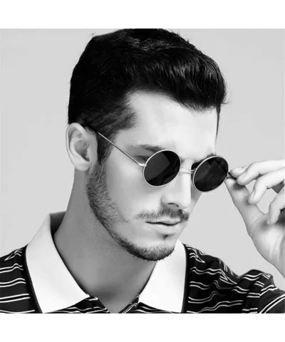 Classic Polarized Round Metal Sun Glasses Casual Sunglasses Women Retro UV400 Men Black Shades Trend Eyewear - CT197Y7RIGZ $1...