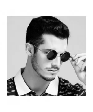 Classic Polarized Round Metal Sun Glasses Casual Sunglasses Women Retro UV400 Men Black Shades Trend Eyewear - CT197Y7RIGZ $1...