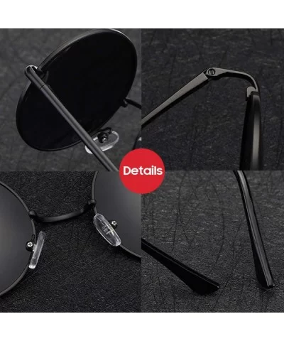 Classic Polarized Round Metal Sun Glasses Casual Sunglasses Women Retro UV400 Men Black Shades Trend Eyewear - CT197Y7RIGZ $1...