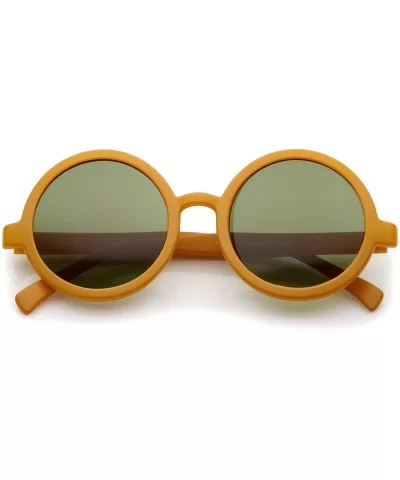 Classic Retro Horn Rimmed Neutral-Colored Lens Round Sunglasses 52mm - Matte Orange / Green - CM12NH31DR5 $7.35 Oversized