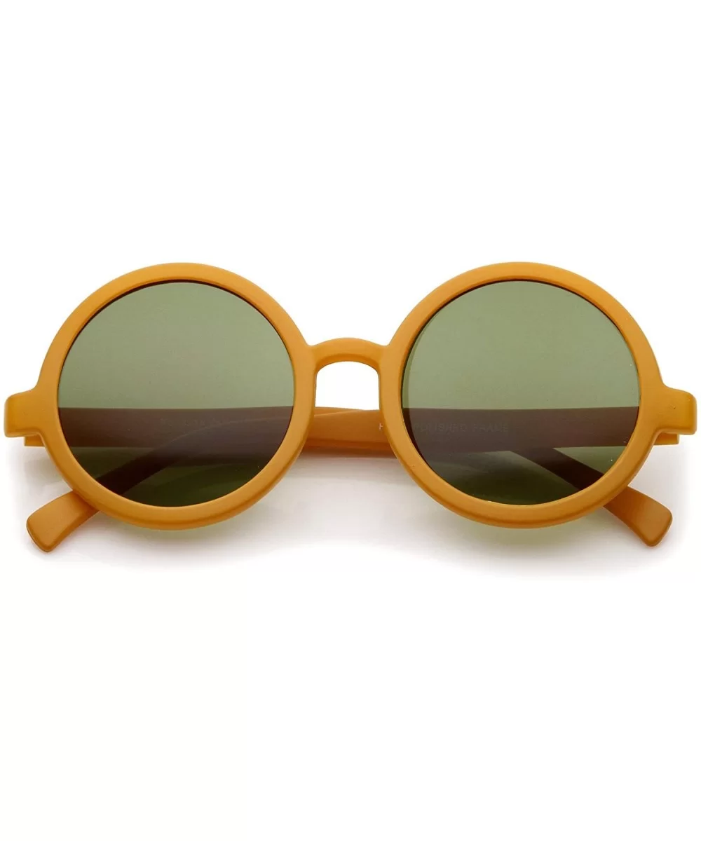 Classic Retro Horn Rimmed Neutral-Colored Lens Round Sunglasses 52mm - Matte Orange / Green - CM12NH31DR5 $7.35 Oversized