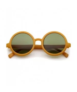 Classic Retro Horn Rimmed Neutral-Colored Lens Round Sunglasses 52mm - Matte Orange / Green - CM12NH31DR5 $7.35 Oversized