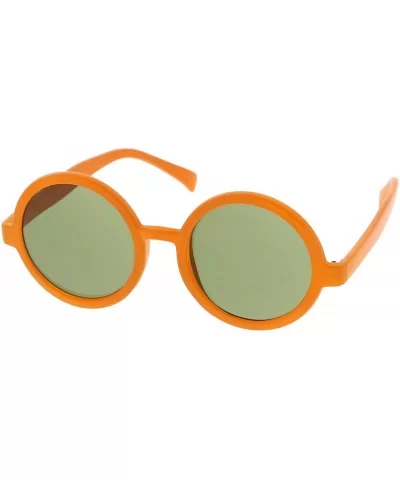 Classic Retro Horn Rimmed Neutral-Colored Lens Round Sunglasses 52mm - Matte Orange / Green - CM12NH31DR5 $7.35 Oversized