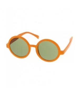 Classic Retro Horn Rimmed Neutral-Colored Lens Round Sunglasses 52mm - Matte Orange / Green - CM12NH31DR5 $7.35 Oversized