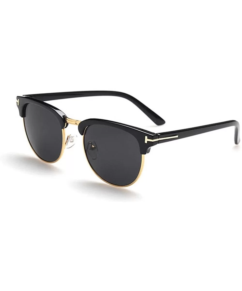 Classic Retro Designer Half Rim Sunglasses 50mm - Black/Black - CN12E882G6R $7.38 Rimless