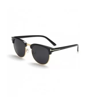 Classic Retro Designer Half Rim Sunglasses 50mm - Black/Black - CN12E882G6R $7.38 Rimless