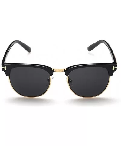 Classic Retro Designer Half Rim Sunglasses 50mm - Black/Black - CN12E882G6R $7.38 Rimless