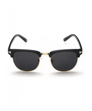 Classic Retro Designer Half Rim Sunglasses 50mm - Black/Black - CN12E882G6R $7.38 Rimless