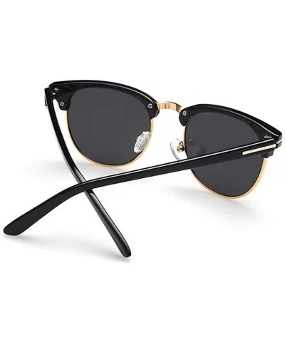 Classic Retro Designer Half Rim Sunglasses 50mm - Black/Black - CN12E882G6R $7.38 Rimless