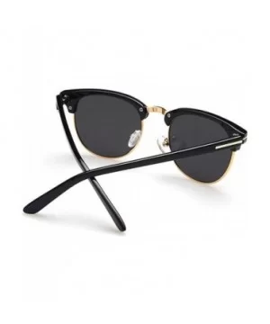 Classic Retro Designer Half Rim Sunglasses 50mm - Black/Black - CN12E882G6R $7.38 Rimless