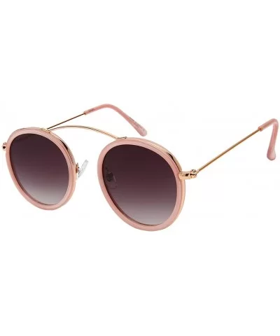 Fashionista Circle Sunnies w/Flat Lens 53093 - Jelly Pink+rose Gold - C71853M7Z8Z $6.58 Oversized