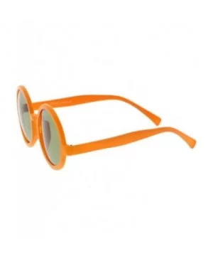 Classic Retro Horn Rimmed Neutral-Colored Lens Round Sunglasses 52mm - Matte Orange / Green - CM12NH31DR5 $7.35 Oversized