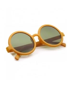 Classic Retro Horn Rimmed Neutral-Colored Lens Round Sunglasses 52mm - Matte Orange / Green - CM12NH31DR5 $7.35 Oversized