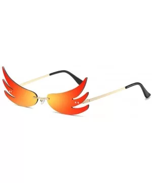 Women Sunglasses Fire Mirror Lens Ladies Cat Eye Sun Glasses for Men Beach Party Gift - Red Mirror Lens - CZ199LNML3G $7.12 R...