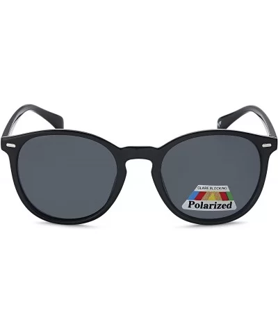 Women Polarized Sunglasses - Round Lightweight Frame - No Sun Glare - Black - CP1884UQXW4 $8.88 Round