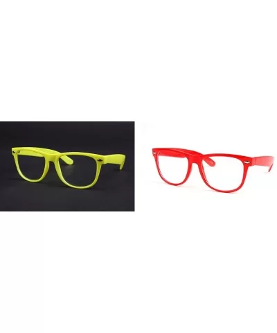 Clear Lens Fashion Wayfarer Vintage Retro Style Glasses P715CL (Mid-Small Size) - 2 Pcs Yellow & Red - CZ11AEJ2F7J $10.69 Way...