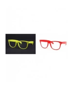 Clear Lens Fashion Wayfarer Vintage Retro Style Glasses P715CL (Mid-Small Size) - 2 Pcs Yellow & Red - CZ11AEJ2F7J $10.69 Way...