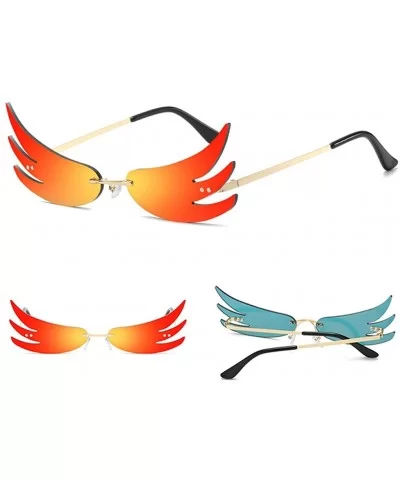 Women Sunglasses Fire Mirror Lens Ladies Cat Eye Sun Glasses for Men Beach Party Gift - Red Mirror Lens - CZ199LNML3G $7.12 R...