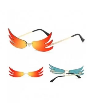 Women Sunglasses Fire Mirror Lens Ladies Cat Eye Sun Glasses for Men Beach Party Gift - Red Mirror Lens - CZ199LNML3G $7.12 R...