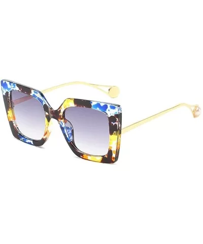 2019 new fashion trend unisex big brand square brand designer sunglasses UV400 with box - Floral Ash - CL18R2A0QLC $10.79 Square