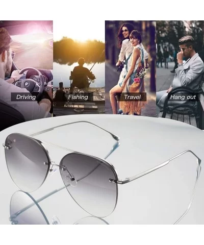 Men/Women's Aviator Sunglasses Rimless UV400 Protection Gradient Lens Sun Glasses - CS190O6OHYC $12.64 Rectangular