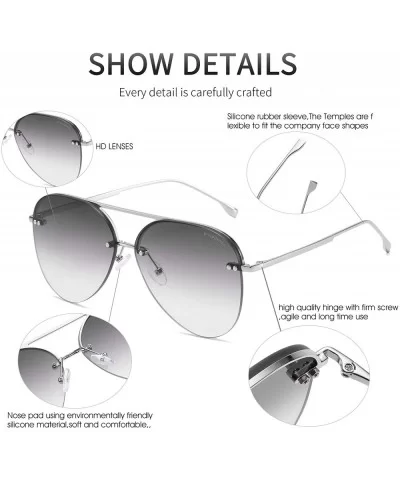 Men/Women's Aviator Sunglasses Rimless UV400 Protection Gradient Lens Sun Glasses - CS190O6OHYC $12.64 Rectangular