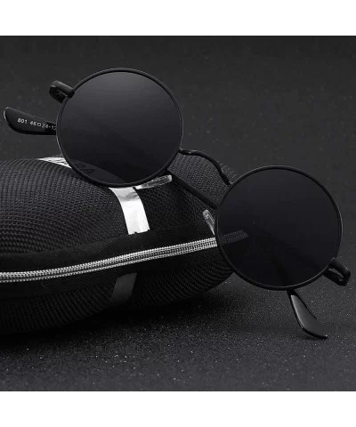 Round Fashion Men Women Polarized SunGlasses Polarized Mirror Sunglasses Myopia Minus Lens - Black - CX1904CK8A0 $19.61 Round