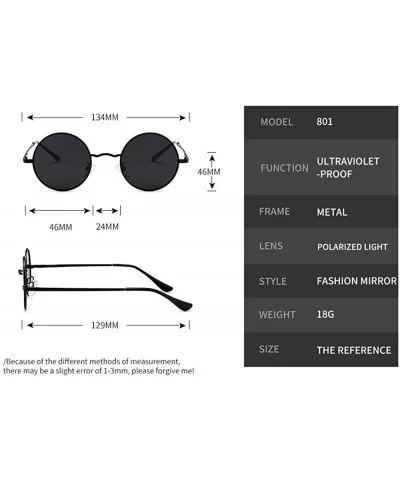 Round Fashion Men Women Polarized SunGlasses Polarized Mirror Sunglasses Myopia Minus Lens - Black - CX1904CK8A0 $19.61 Round