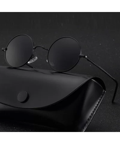 Round Fashion Men Women Polarized SunGlasses Polarized Mirror Sunglasses Myopia Minus Lens - Black - CX1904CK8A0 $19.61 Round