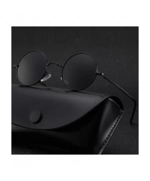 Round Fashion Men Women Polarized SunGlasses Polarized Mirror Sunglasses Myopia Minus Lens - Black - CX1904CK8A0 $19.61 Round