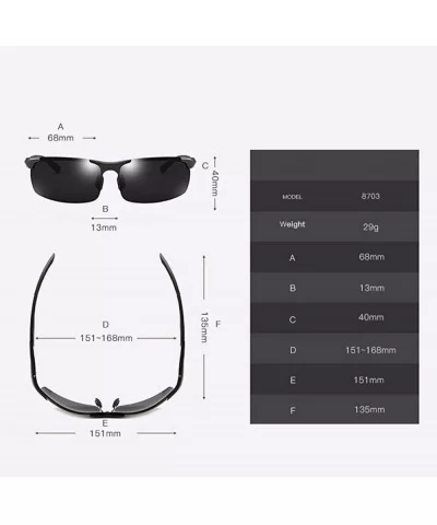 Aluminum Magnesium Polarizing Sunglasses Men's Sunglasses Half Frame Outdoor Sports Biking Glasses - B - CL18QQ204EX $39.17 A...